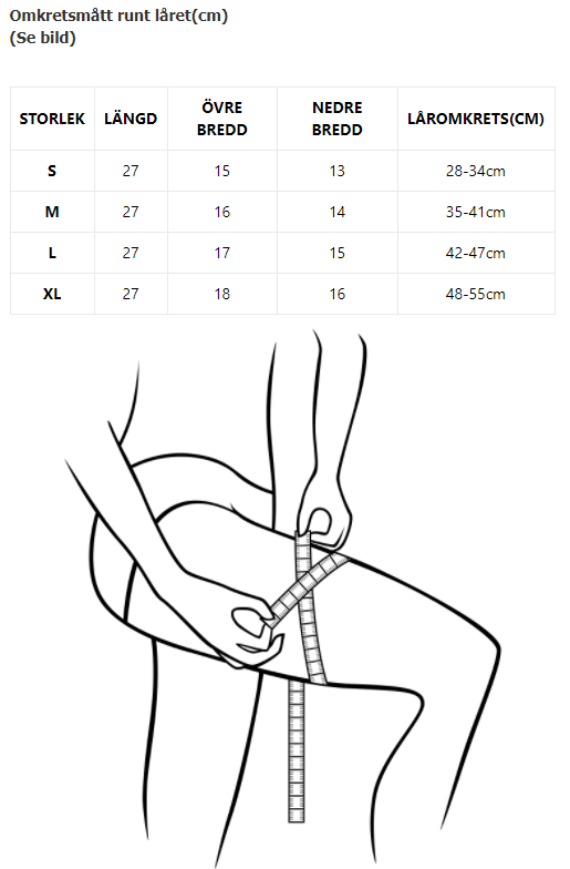Storleksguide för knästöd 2-pack, mät runt låret ovanför knäet - Stabil Posture