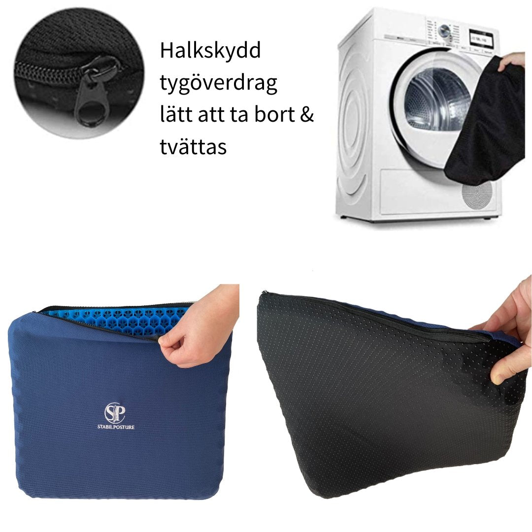 Sittkudde med överdrag som tas av – visar kudden utan fodral och att överdraget är tvättbart - Stabil Posture
