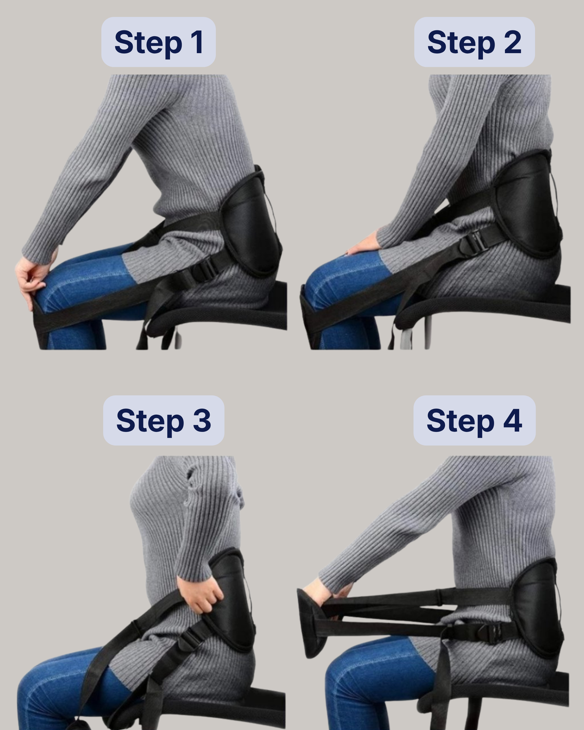 Steg för steg, hur du använder sittstöd stabil - Stabil Posture