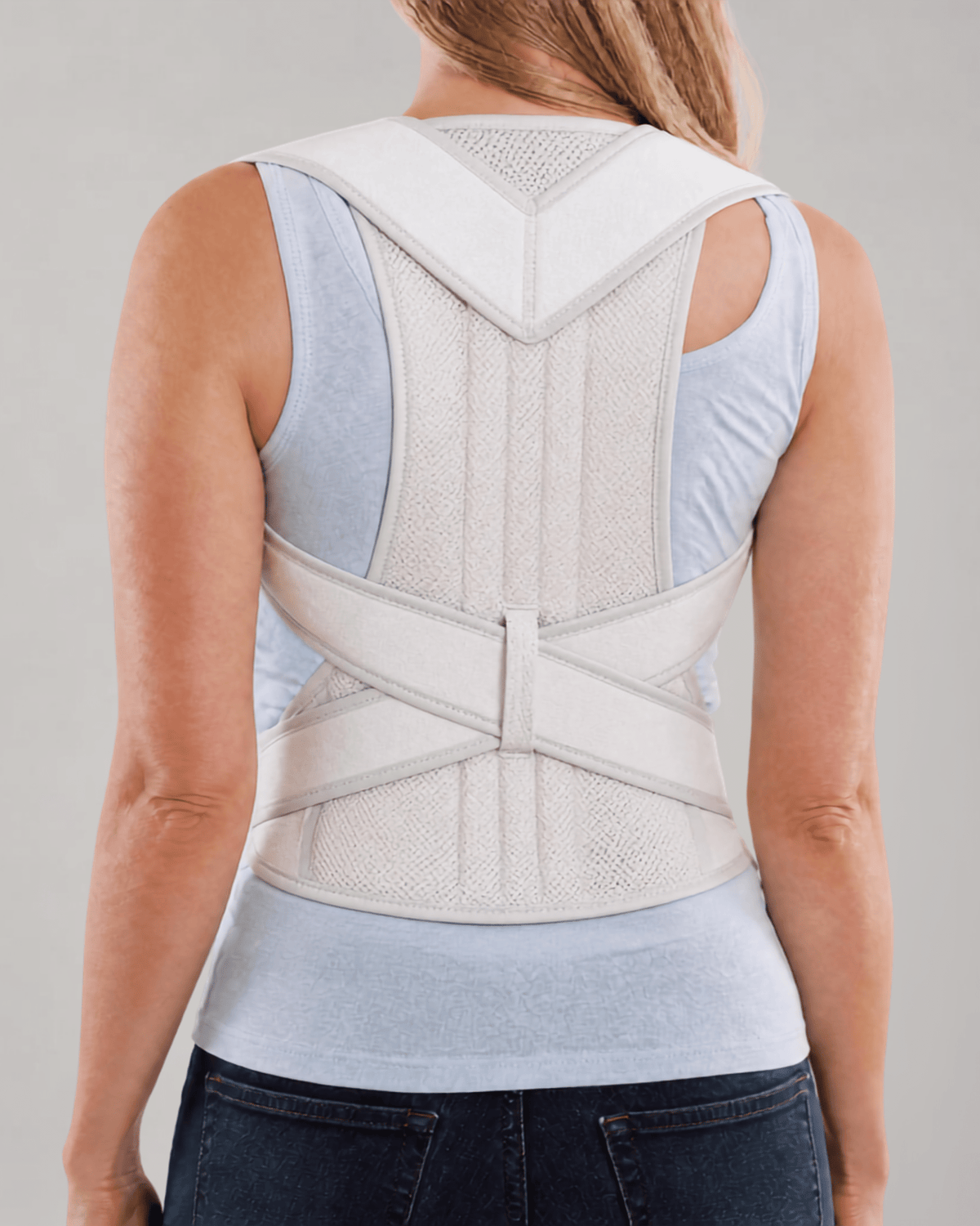 Unisex hållningsväst vit design passar både män och kvinnor i alla kroppsform 
