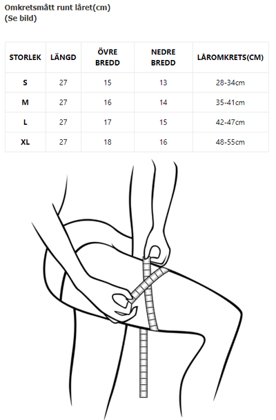 Storleksguide för knästöd 2-pack, mät runt låret ovanför knäet - Stabil Posture