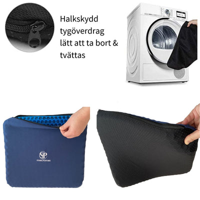 Sittkudde med överdrag som tas av – visar kudden utan fodral och att överdraget är tvättbart - Stabil Posture